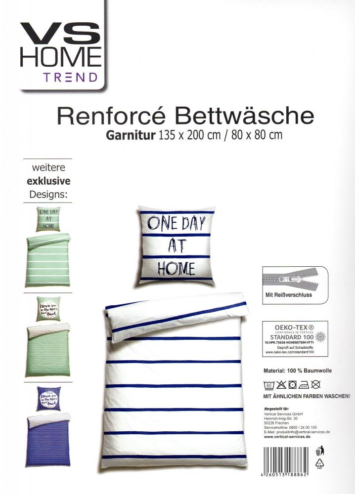 Bettwäsche One Day at Home - 135 x 200 cm - Baumwolle - Renforcé - weiß